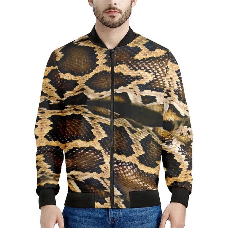 thumbnail image 1 of Chaqueta deportiva con estampado 3D de serpiente de terror para primavera y otoño de 2024, chaqueta de estilo aviador con cuello alto para uso diario, ropa de calle, tops con cremallera, 1 of 4
