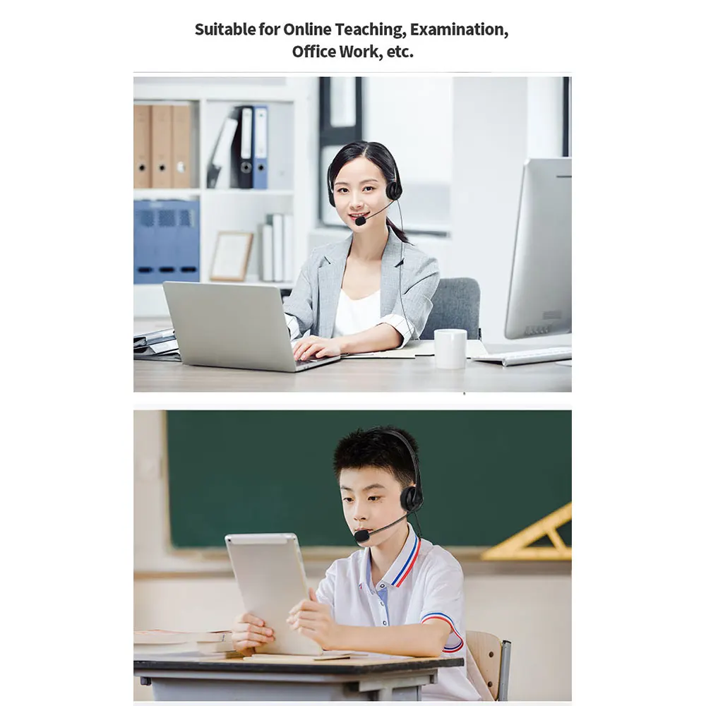 Noise Cancelling Computer Headset - 35mmUSB Wired Stereo for Video Conferencing and Chatting