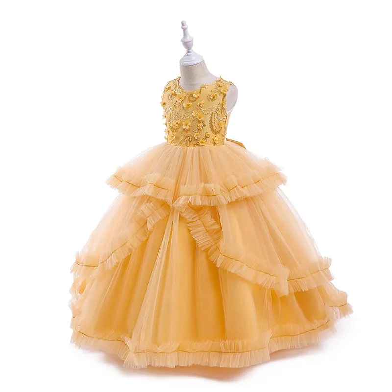 

Vestido Infantil Menina 023 Flower Tulle Birthday Party Kids Girl Long Dresses Vestidos Niña