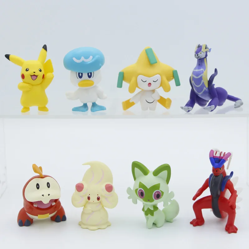 

8pcs Pokemon cartoon anime figure Pikachu cake decoration model ornaments action figure children's birthday Christmas gift toys