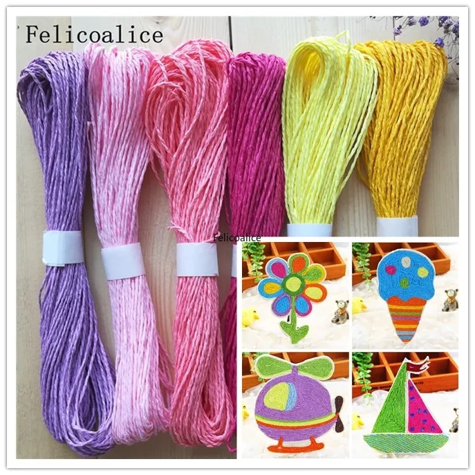 1pcs/lot 30M Rafi Grass Rope Double Piece Color Paper Rope Stickers Children DIY Hand-woven Kindergarten Art Materials raffia straw yarn straw yarn