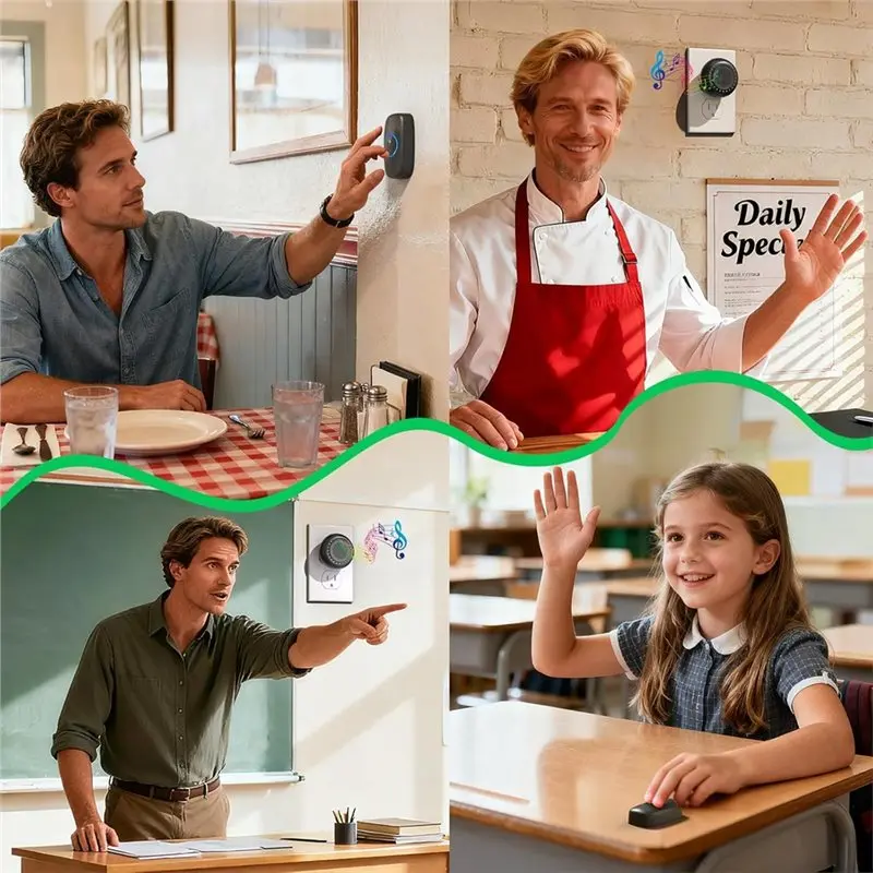 B24B 가정 교실 사무실 어린이 방을 위한 교사용 방수 무선 초인종 버튼 1 세트 교실 초인종