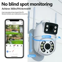 Caméra de surveillance WiFi 1080P, détection humaine par IA, caméras P66 à double objectif, suivi audio bidirectionnel, caméras IP PTZ de sécurité extérieures 4