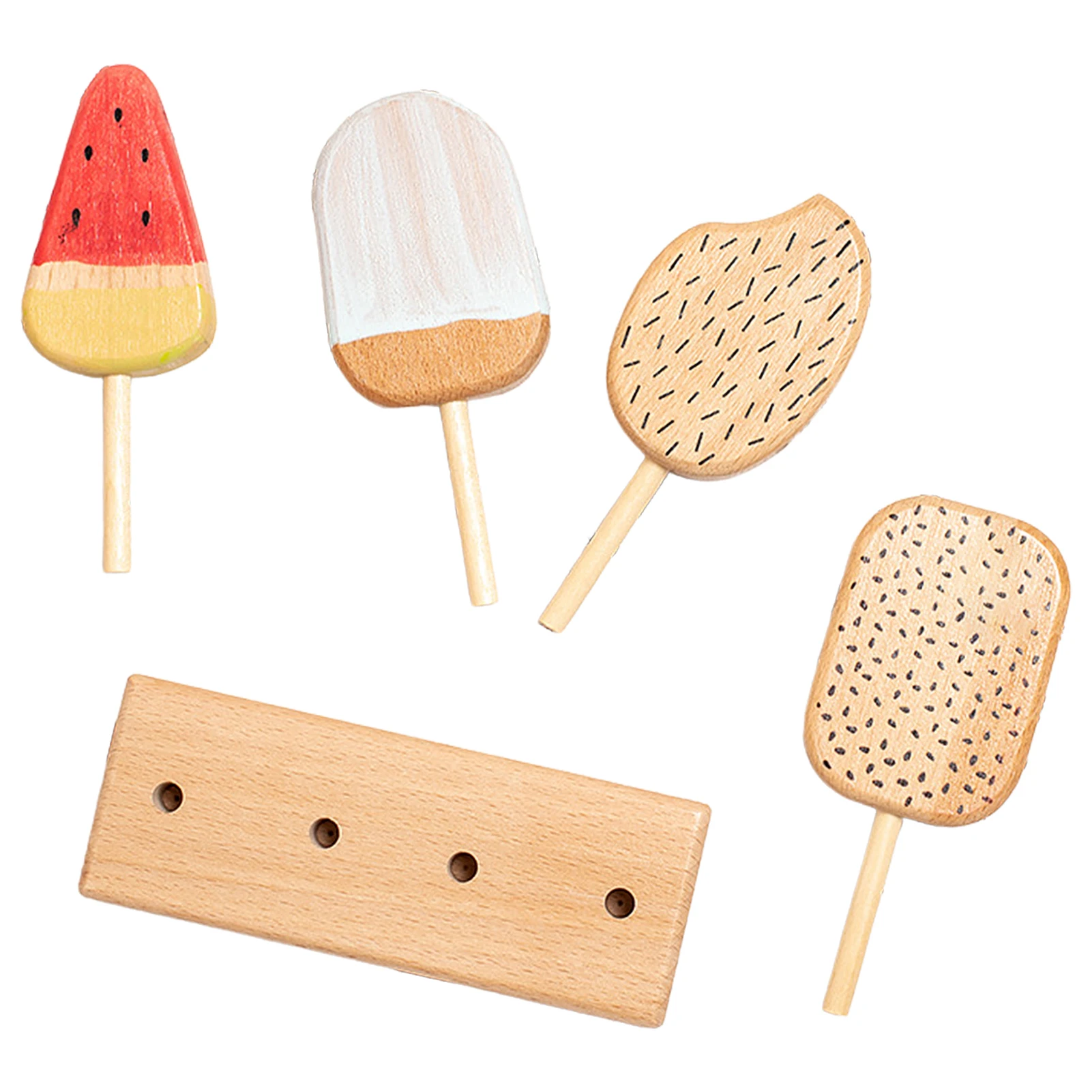 

Wood Simulation Ice Cream Children's Beech Simulation Ice Cream Stick Kitchen Play House Popsicle Building Blocks Toy