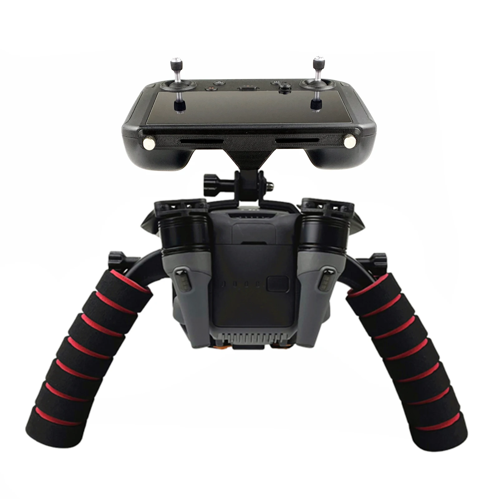 Kit double poignée Mavic 3 Cine posé sur une surface plane, avec le support trépied 1/4 visible, prêt à être installé.