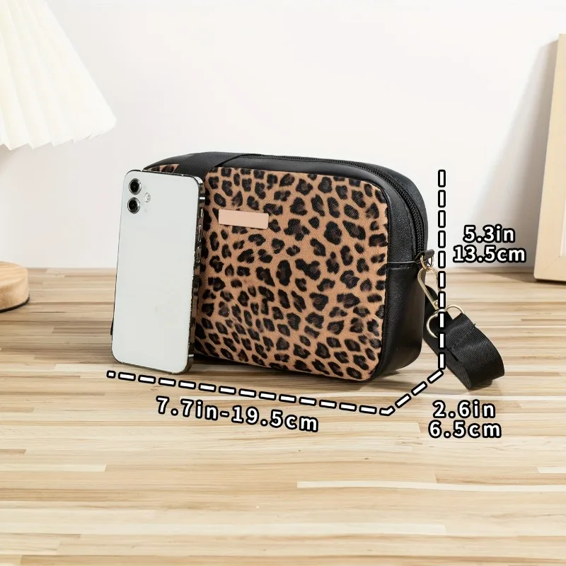 Leopard Print Crossbody Bag for Women, Fashion Casual Shoulder Bag, Lightweight Purse, Versatile for Office, Daily, Going Out