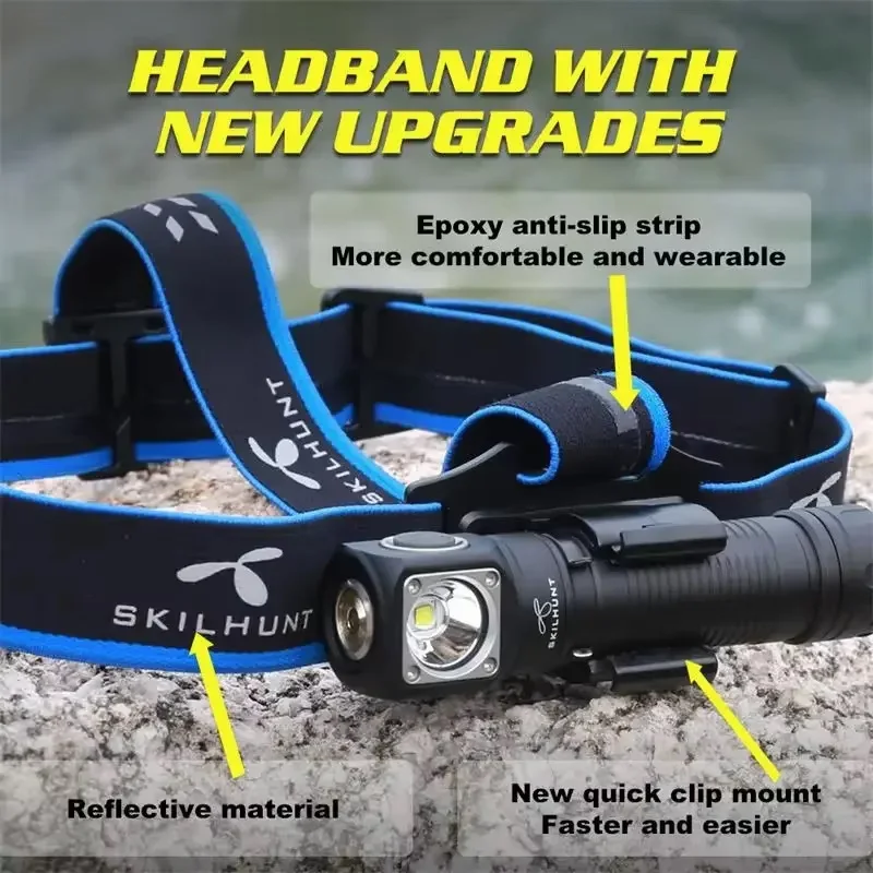 Headlamp USB Magnetic Rechargeable1200 lumens Flashlight with Headband for Hunting Fishing Camping-Skilhunt H04 H04R H04F RC