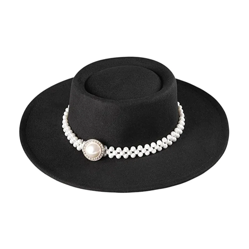 Chapeau Fedora Pork Pie Femme - Large Bord 5.5 Cm - Laine Et Polyester - Taille M (56-58 Cm)