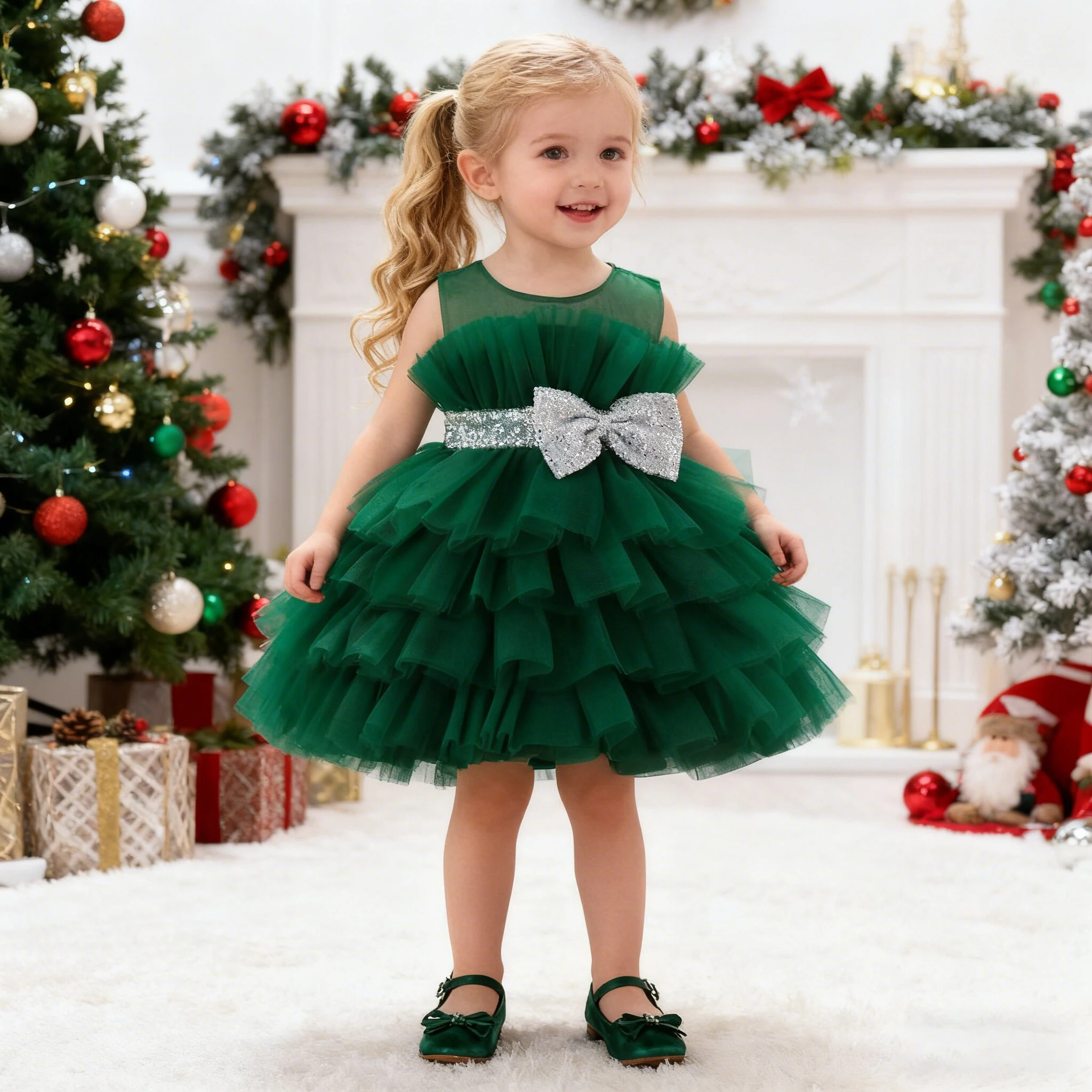 Costume Da Principessa Con Paillettes Per Bambina – Abito Lungo Con Mantello E Strass – Taglie 3-8 Anni