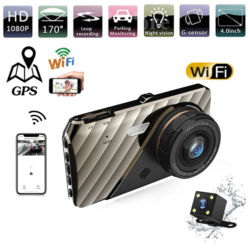 

Автомобильный видеорегистратор, Wi-Fi, Full HD 1080P, камера заднего вида, Автомобильный видеорегистратор, черный ящик, Автомобильный видеорегистратор, GPS-регистратор, автомобильные аксессуары