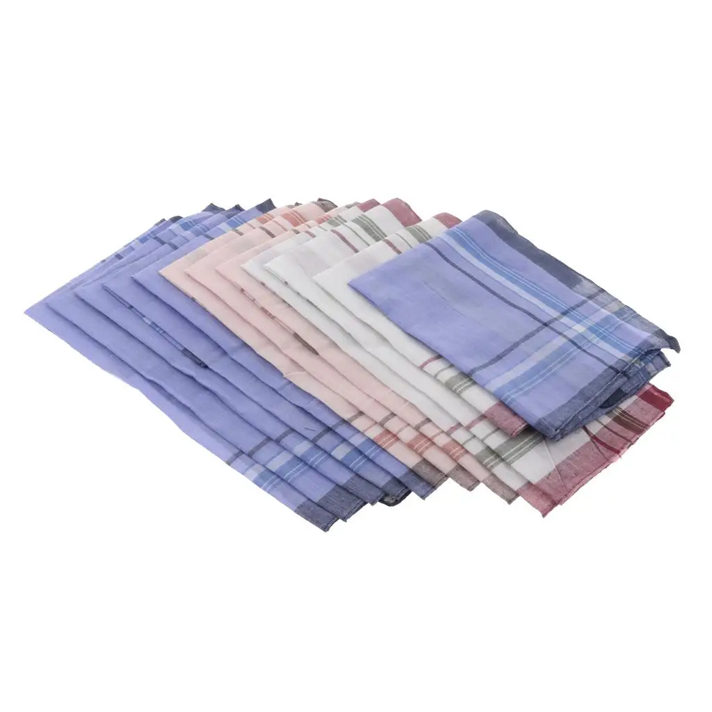 12 Pieces Men Assorted Cotton Pocket Handkerchiefs pocket square,mini handkerchief Plaid Print Pocket Square Soft Wedding Party Vintage Hanky Hankies for Men