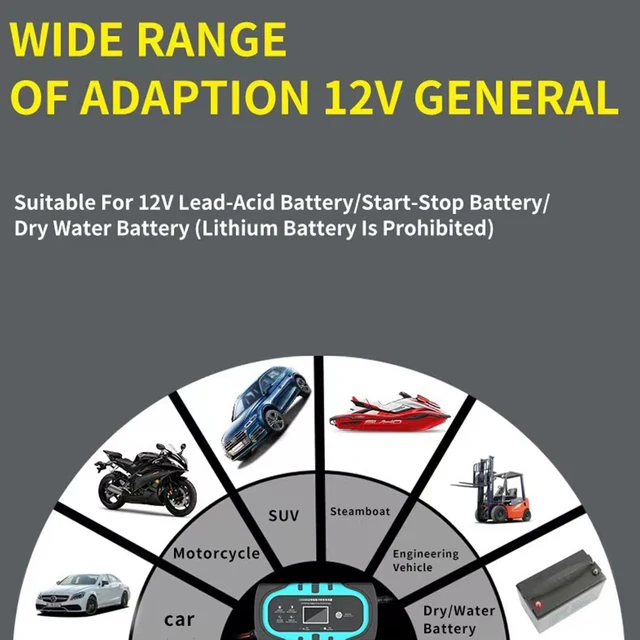 Kaufe Auto Motorrad Batterie Ladegerät 12V 10A Auto Smart Batterie Ladegerät  mit LCD Touch Screen Display Puls Reparatur Ladegeräte nass Trocken Blei  Säure