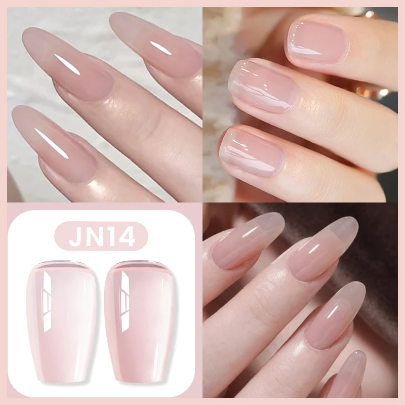 BORN PRETTY Sheer Nude Pink Jelly Gel Nail Polish 10ml Natural Milky White Translucent Color Need UV Light Cure Gel Polish 4