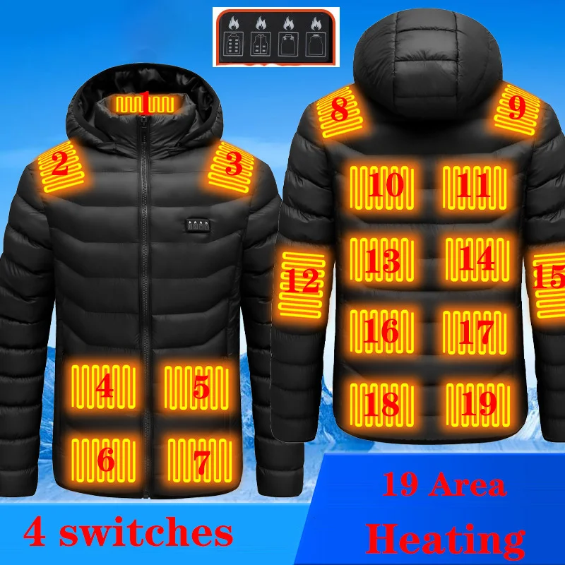 

19/11/4 Area USB Electric Heating Jacket Winter Women Men Heated Jacket Warm Thermal Jacket Coat Heated Vest super hot Jackets