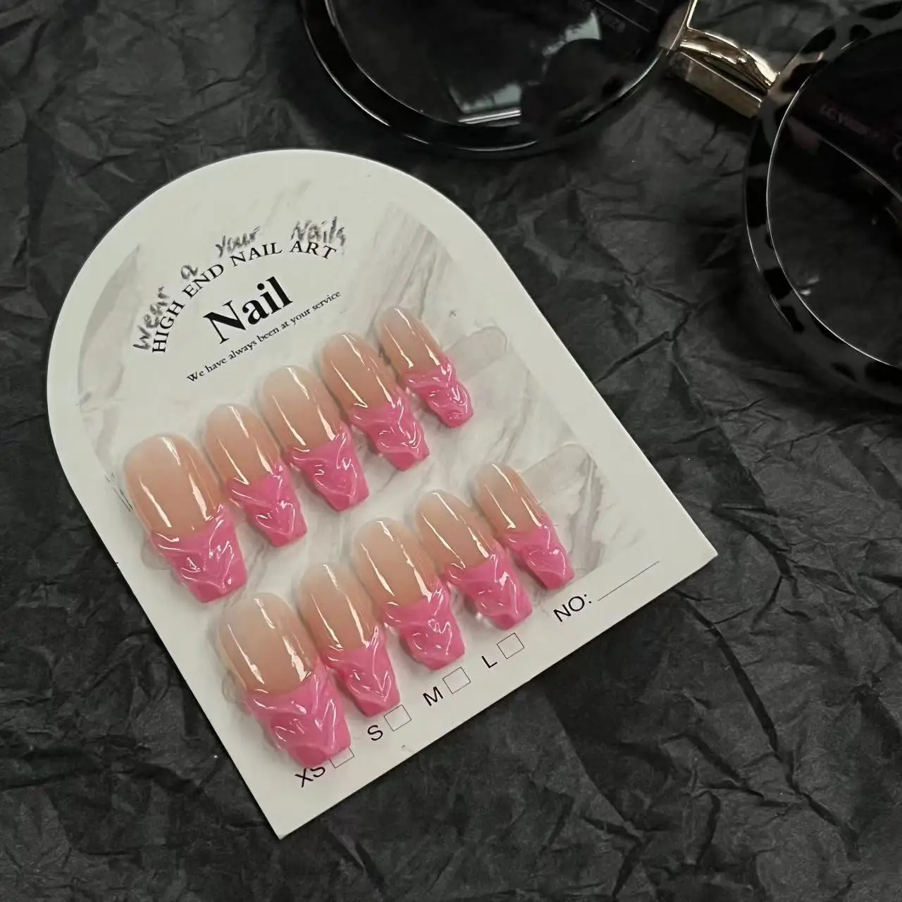 

10pcs y2k Spice Handmade Press on Nails Pink Long Coffin Fake Full Cover Mermaid Tail Design Artificial Manicure Wearable Nail