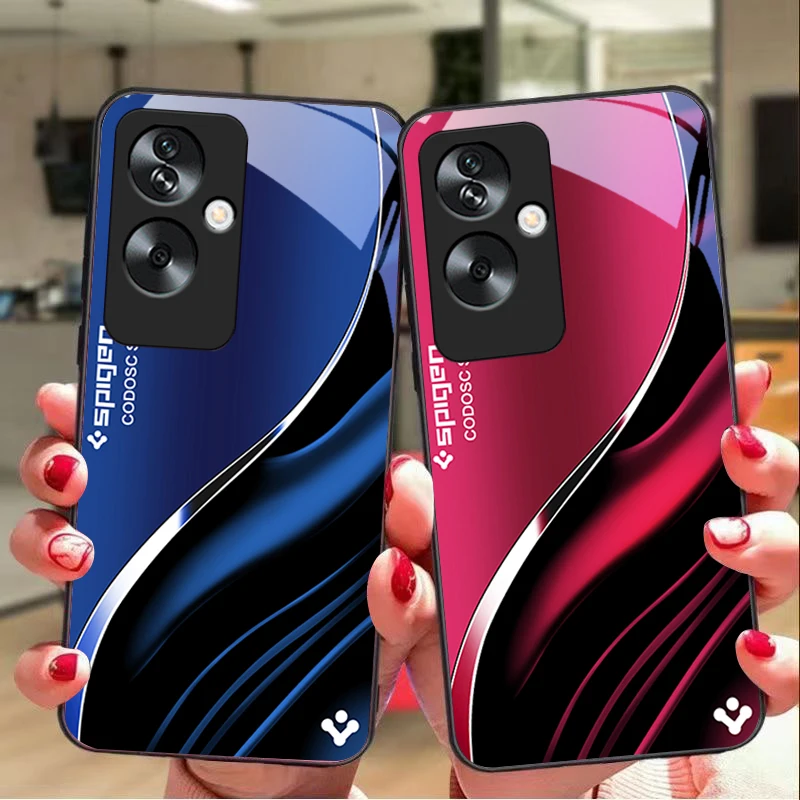 Deep Blue Fashion Tempered Glass Black Phone Case