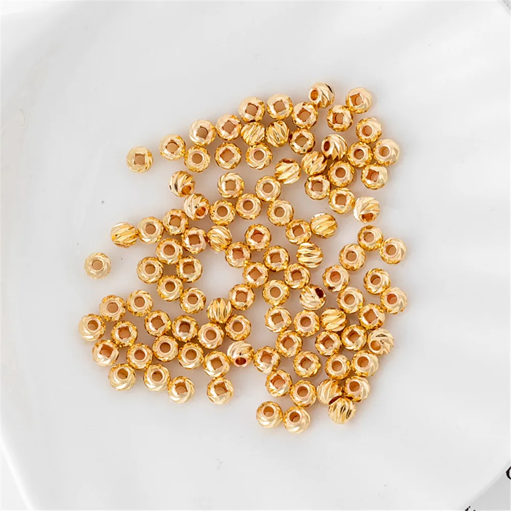 

14K Gold Plated Copper BeadsCross Cut Flower Bead Shaped Spacer Beads for DIY Jewelry Making Components Bracelets Accessories
