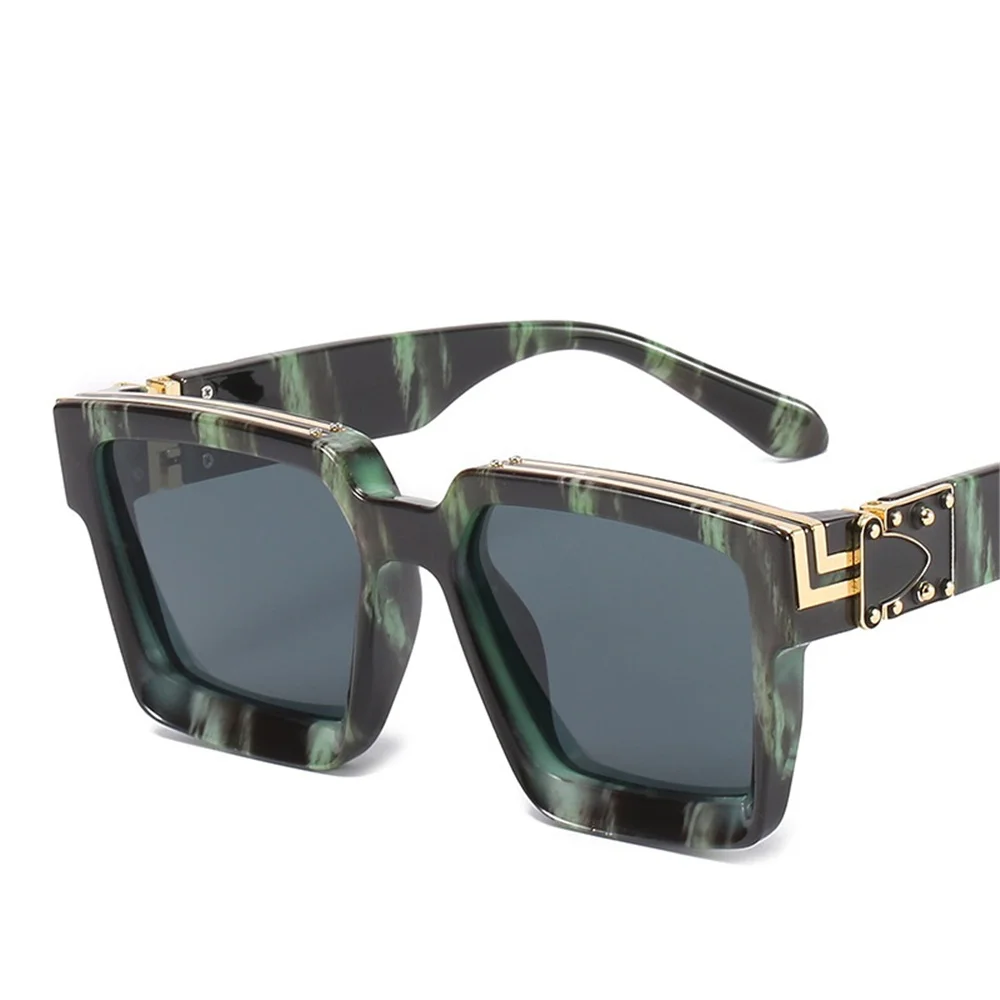 Fashion Trend Big Frame Sunglasses Green Marble Print Street Shooting  Catwalk Solid Eye Sun Glasses For Women Eyewear - Sunglasses - AliExpress