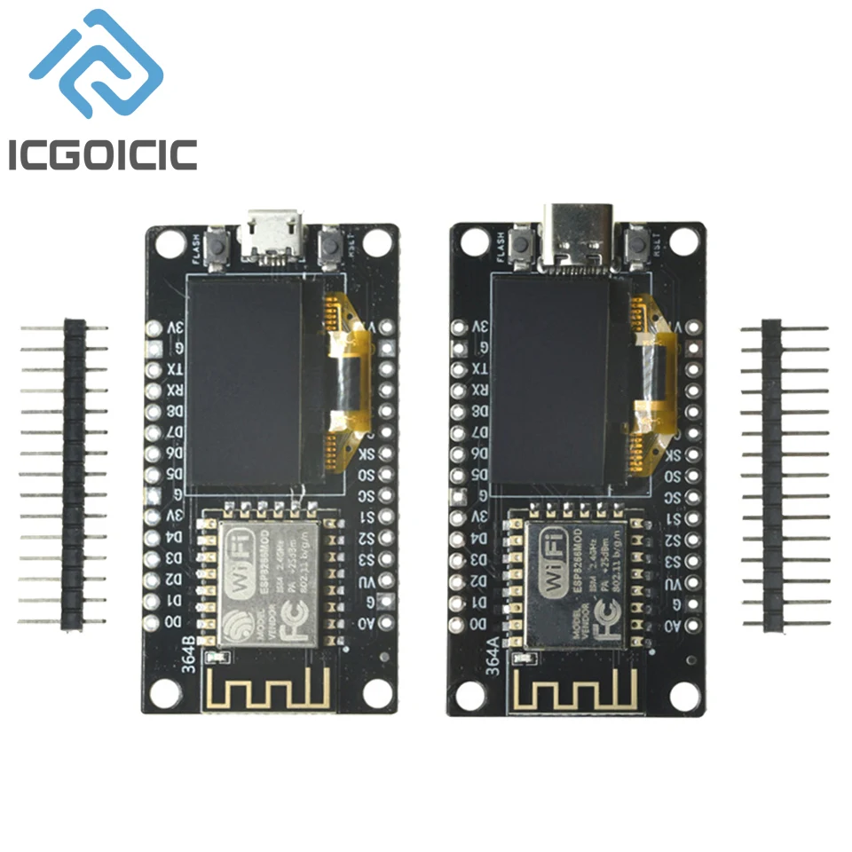 Nodemcu-WiFi-ESP8266-Development-Board-0-96-Inch-OLED-Micro-Type-C-For ...