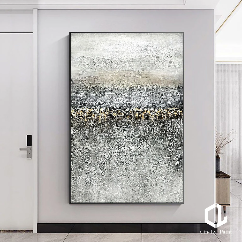 

Handcraft Abstract Oil Painting On Canvas Golden Texture Modern Handmade Wall Art For Living Room Home Decoration Frameless