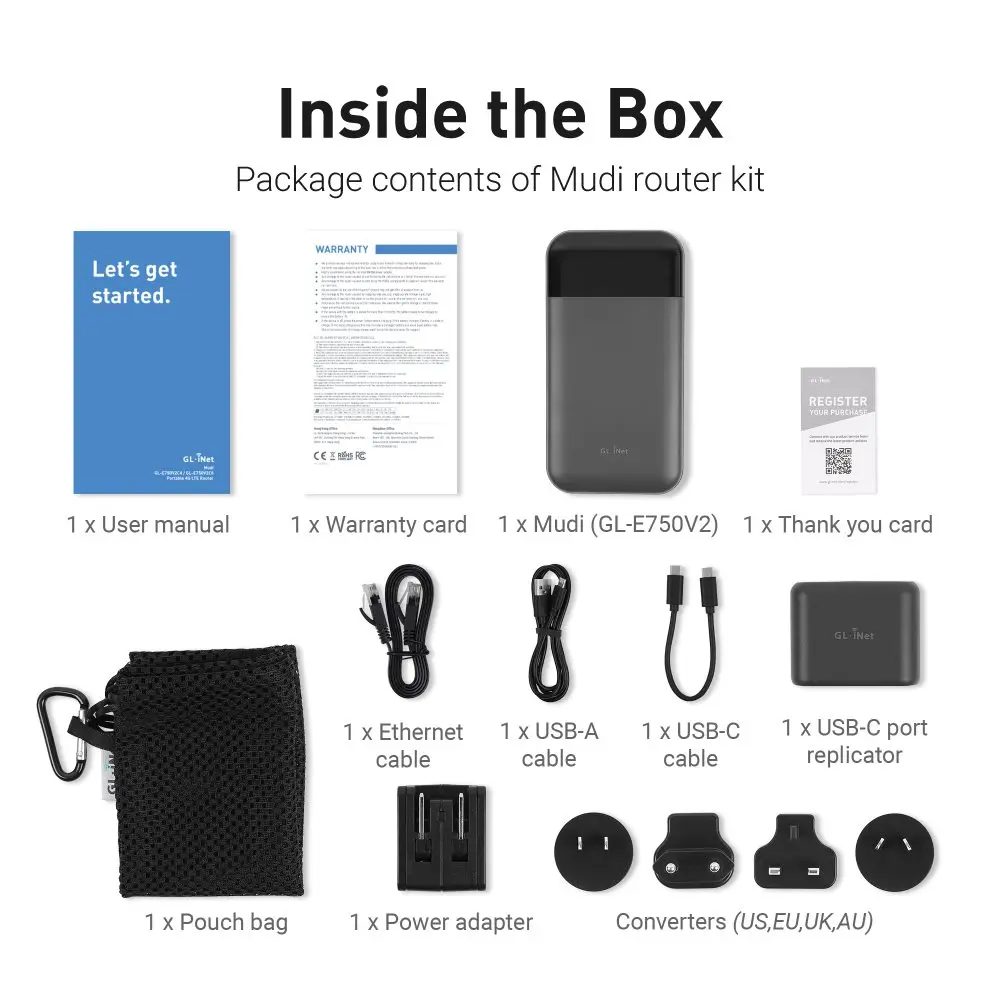 GL.iNet MUDI V2 (GL-E750V2) 750Mbps 1TB Max MicroSD with OpenWrt 