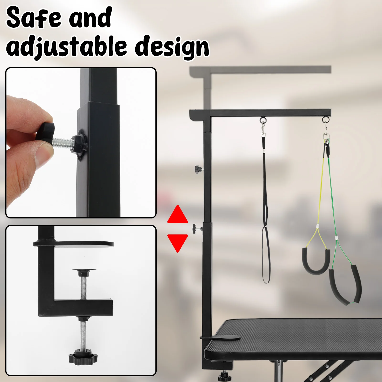Dog Grooming Table Arm Iron Pet Grooming Stand with Clamp Height Adjustable Fixed Dog Beauty Stand for Pet Nail Clipping Haircut 4