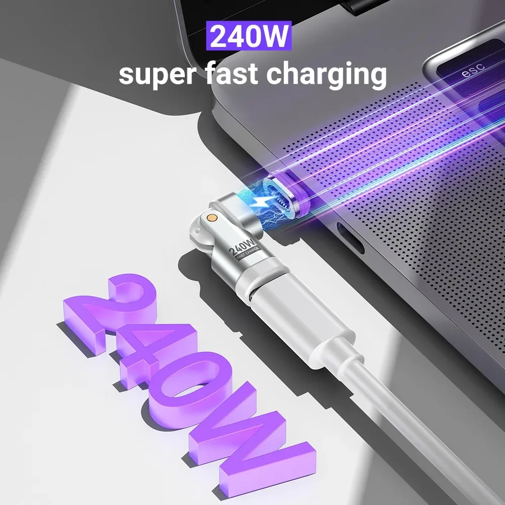 Type c adapter AUFU 16Pin 240W Magnetic Type C Adapter OTG 180 Degree Fast Charging Type C Adapter Converter iPhone16 15 Macbook Pro Laptop