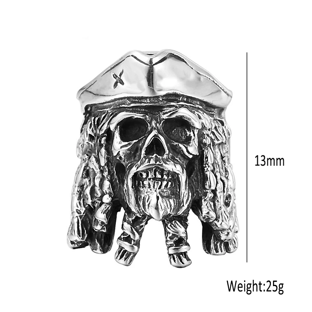 Bahamut Mens Pirate Captain Skull Knife Ring for Men Gothic Punk Halloween Biker Stainless Steel Vintage Jewelry