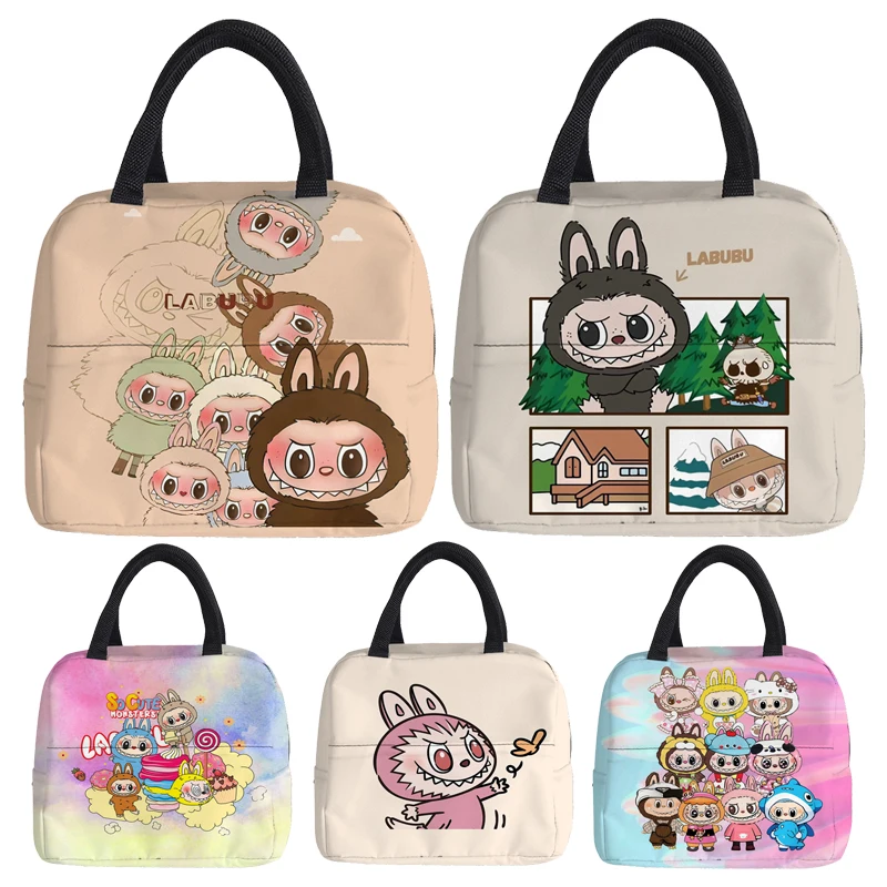 labubu Lunch Bag for Boys Kids Girls Cartoon abubu Waterproof Cooler Lunch Box Tote Insulation Package Portable