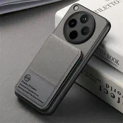 Luxury RFID Blocking Leather Cardholder Stand Case - Shockproof & Stylish Protection for Find X9 (GRAY)