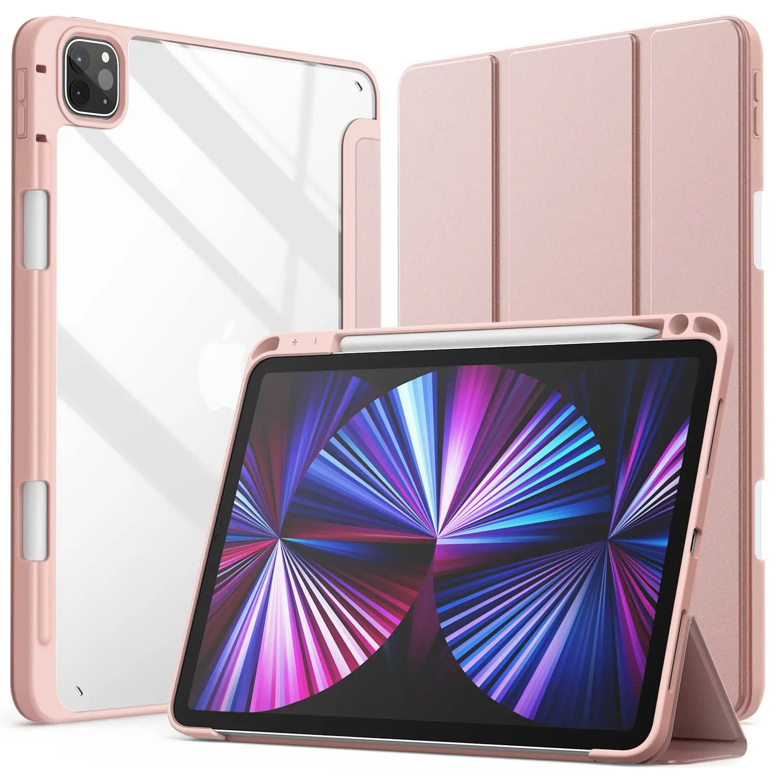Astuccio Per Ipad Pro 12.9 2022 2021 2020 Supporto A Tre Ante In Pelle Smart Cover Ipad Pro 12.9 6Th/5Th/4Th/3Rd Gen Auto Sleep/Wake