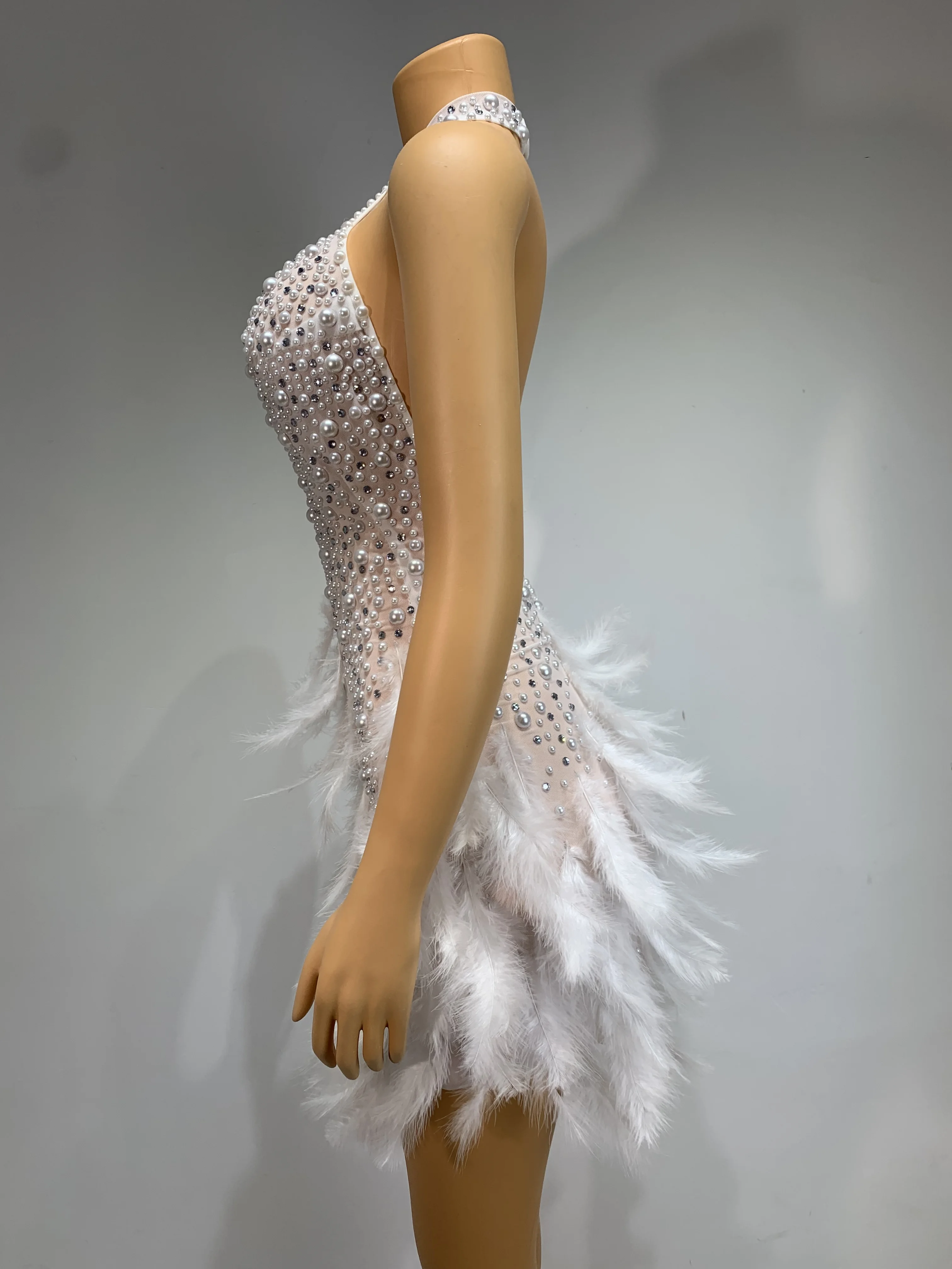green emerald velvet dress For Lovers Feather Trim Sequin Maxi Dress White main image 1