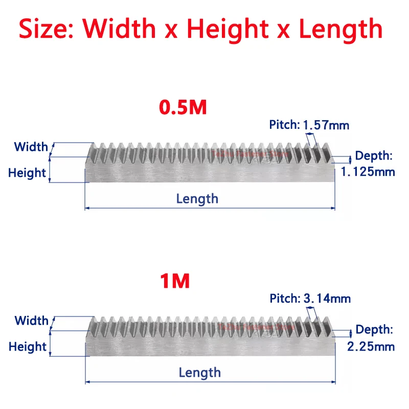 Stainless Steel Drive Rack 1pc 0.5M 1M 304 Stainless Steel Rack 0.5 1 Module Straight Teeth Drive Rack Length 200/300/500mm 5x5 5x8 5x10-15x15 Spur
