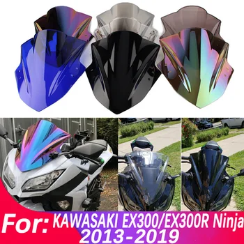 가와사키 닌자 300 EX300R EX 300R 2013-2019 용 앞 유리, 더블 버블 윈드 스크린 오토바이 액세서리 페어링 디플렉터