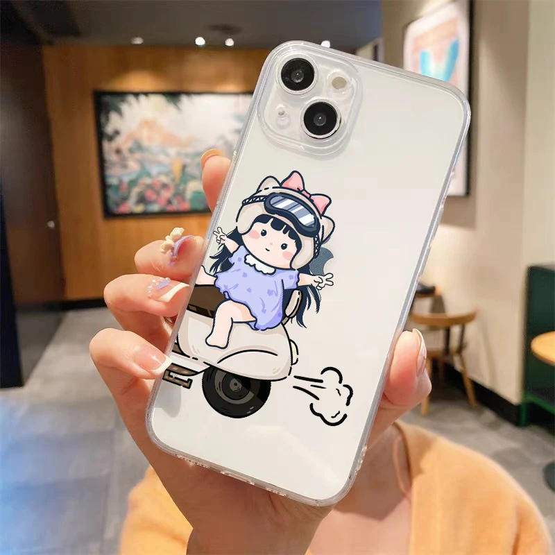 Charming Cartoon Couple Clear Luxury Phone Case
