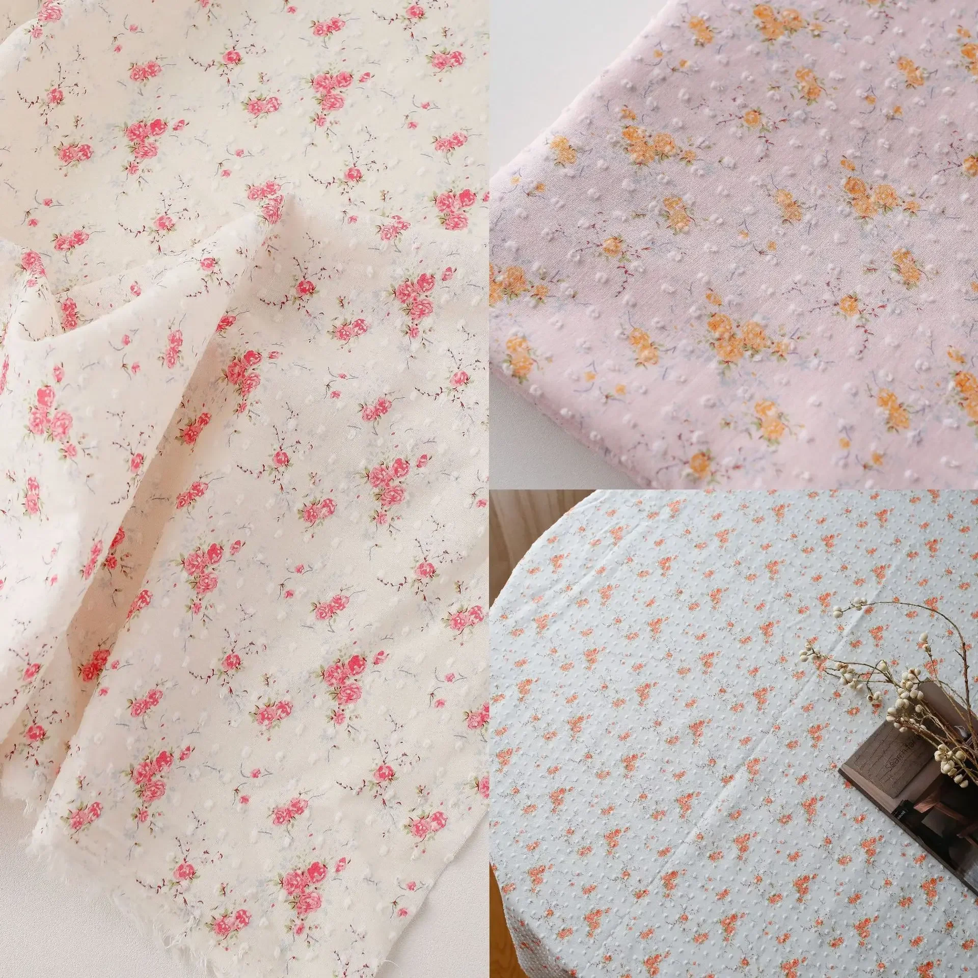 Cotton Digital Printing Fabric Floral Pattern Children's Clothing Parent-Child Matching Fresh Style Korean Style Pure Cotton