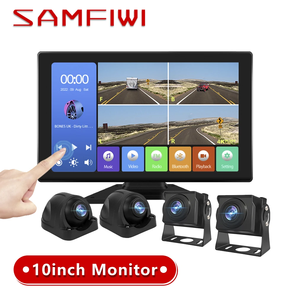 

10" AHD 4CH 1080P Truck Monitor Recording DVR Car Rear View Camera Vehicle IPS Touch Screen Blind Spot Detection