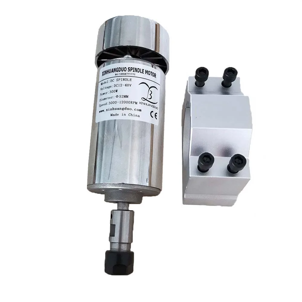 

Air Cooled 300W DC Spindle Motor 0.3KW 12-48V DC engraving machinespindle + 52mm clamp Mount bracket fixture for PCB CNC Machine