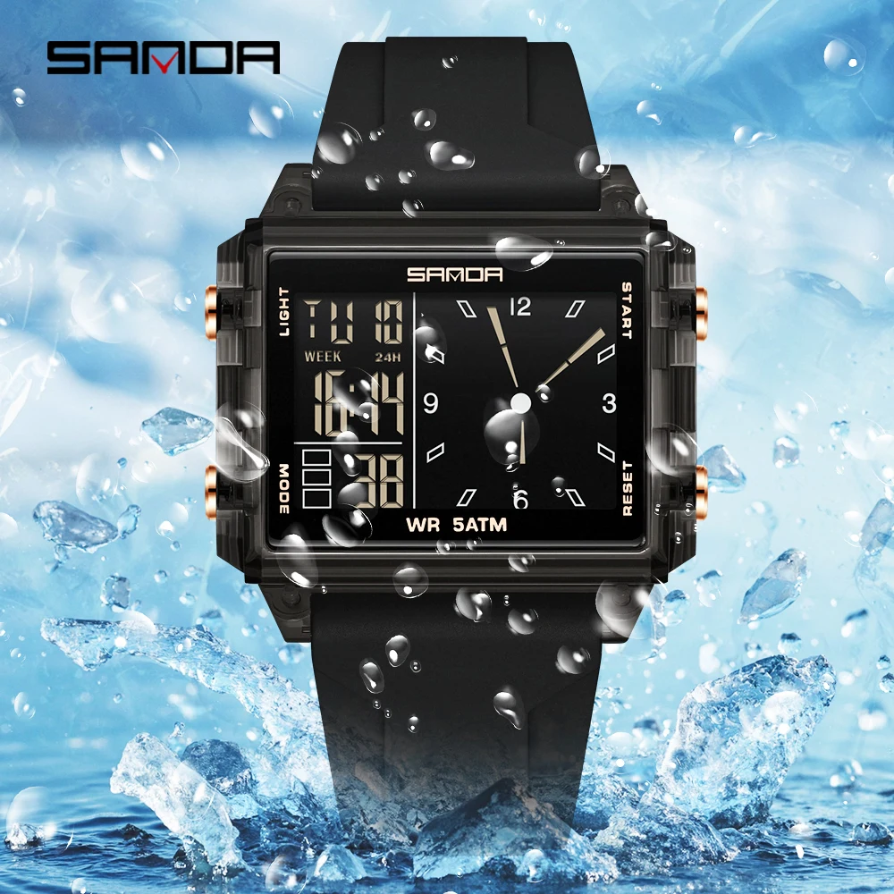 SANDA 6273 Fashion Electronic Watches for Man Luminous Calendar Waterproof Clock Outdoor Sports Casual Ladies Digital Wristwatch view 3