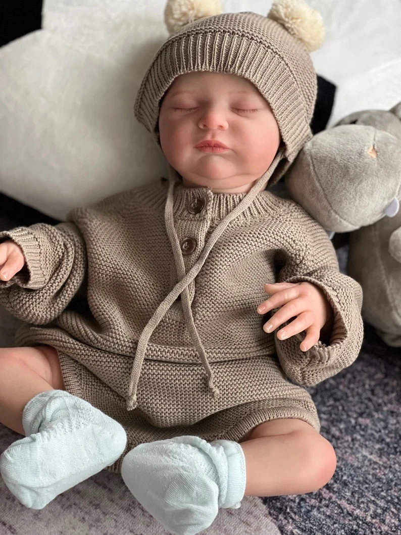 

19inch Laura Newborn Baby Doll Reborn Asleep Soft Body Lifelike 3D Skin with Visible Veins High Quality Handmade Doll