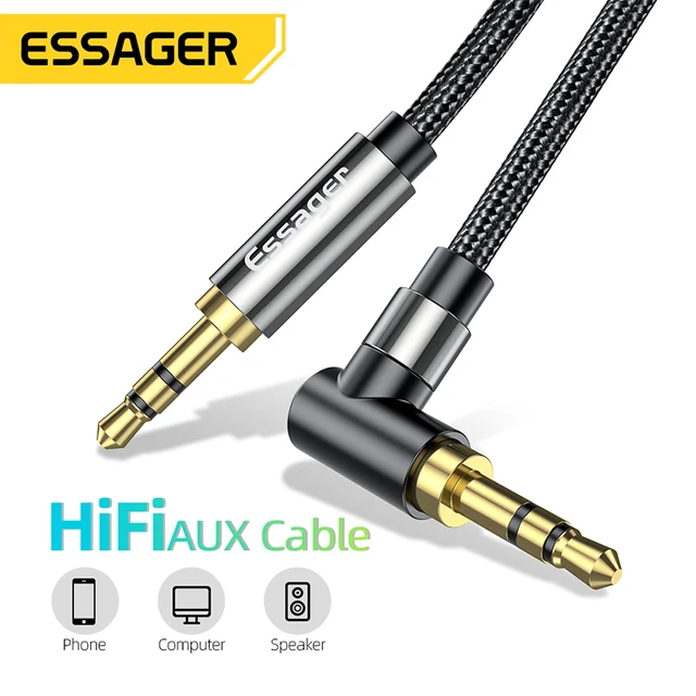 Essager-AUX 케이블 3.5mm 잭 오디오 케이블, 스피커 와이어 헤드폰 자동차 3.5mm 잭 Hifi Aux 어댑터 코드 Xiaomi mi 노트북