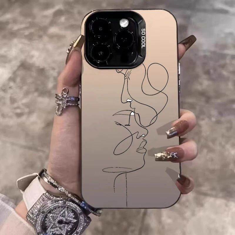 Line Art Couple Design Phone Case Cover