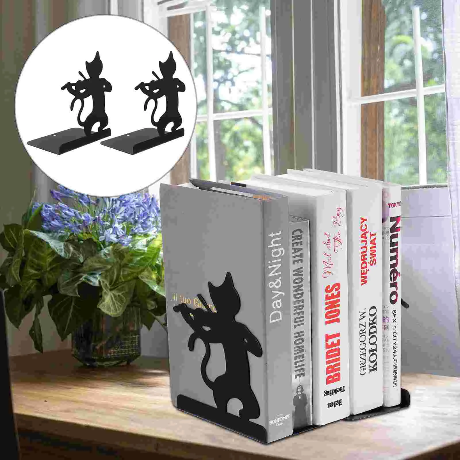 

Черная книжная подставка в виде кошки, книжные подставки для офисных чехлов, нескользящая металлическая настольная книжная полка