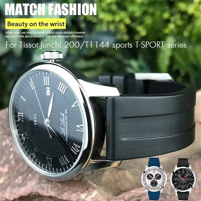 SCHIK 19mm 20mm Watchband for Tissot T114417 T114 Soft Rubber Silicone Watch Strap Butterfly Clasp Waterproof Sport Bracelets