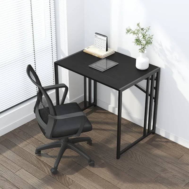 Small Folding Computer Desk 32 inch, Writing Gaming Computer Desk for Small Spaces, No Assembly Required Small Office Desk 2