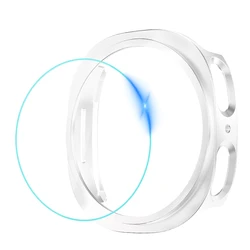 Premium Tempered Glass Cover with Screen Protector and Hard Bumper Frame for Watch 8 Classic (Silver)