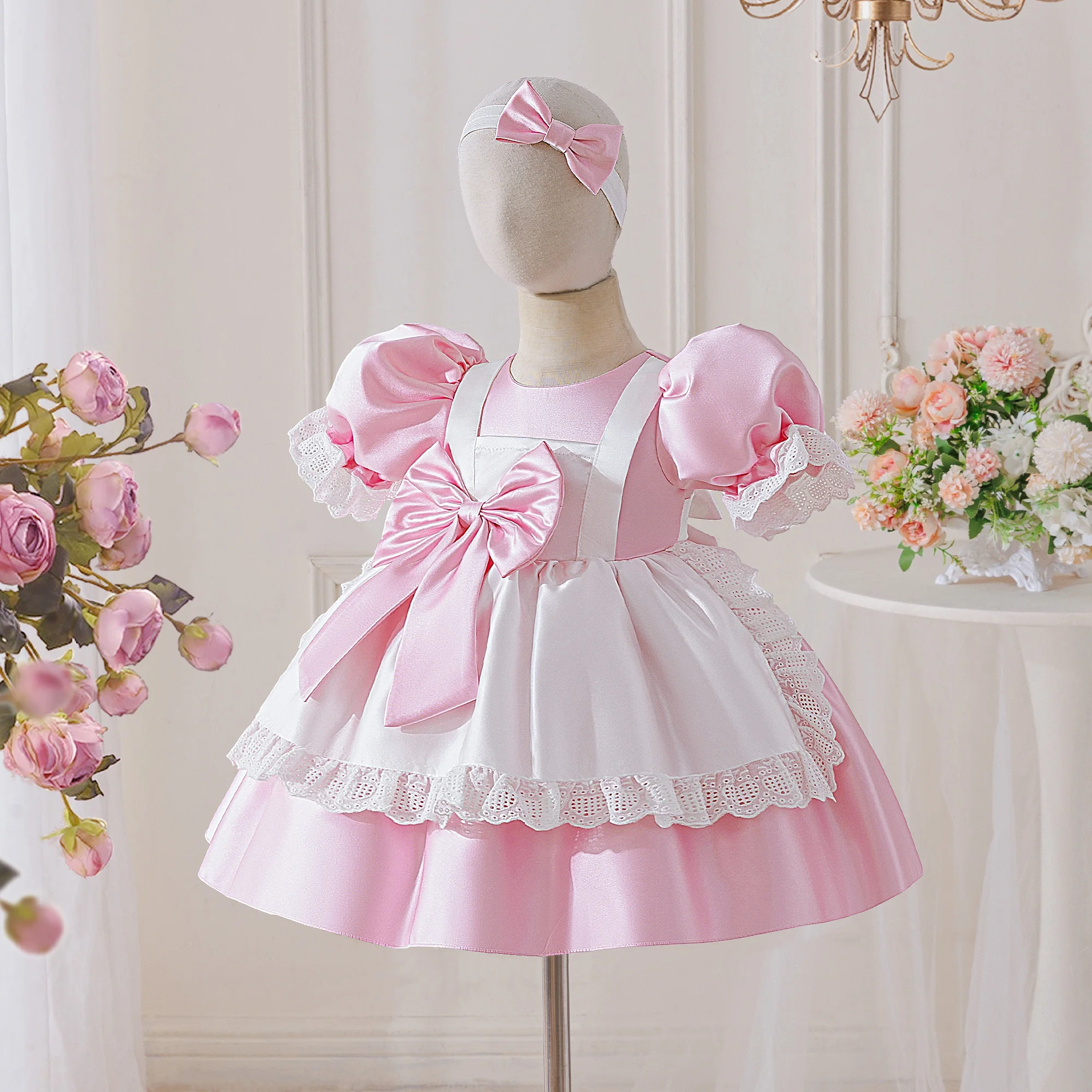 Wunderland Alice Maids Prinzessin Mädchen Kleid Lolita Alices Cartoon Schleife Hochzeit Party Geburtstag Ballkleider Mädchen Halloween Kostüm – Detail 6