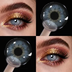 Visuashow Cleopatra Green Gray Natural Color Contact Lenses - Yearly Use, Small Pupils, 14.2mm (Cleopatra Blue)