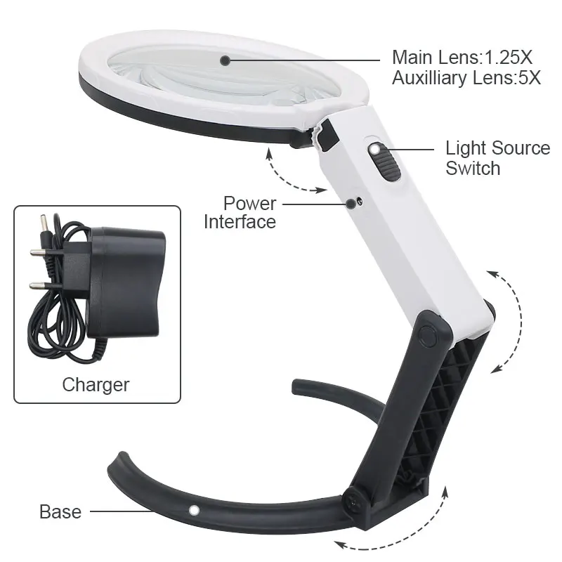 Handheld Magnifier With 14 Led Light, 130mm Extra Large Magnifier