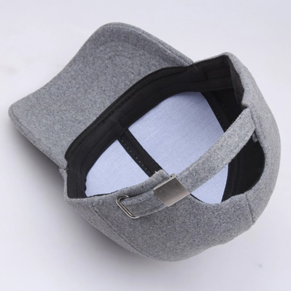 Autumn Winter Warm Felt Baseball Caps Black Gray Coffee Faux Wool Snapback Cap Trendy Streetwear Women Men Casquette Hat 2